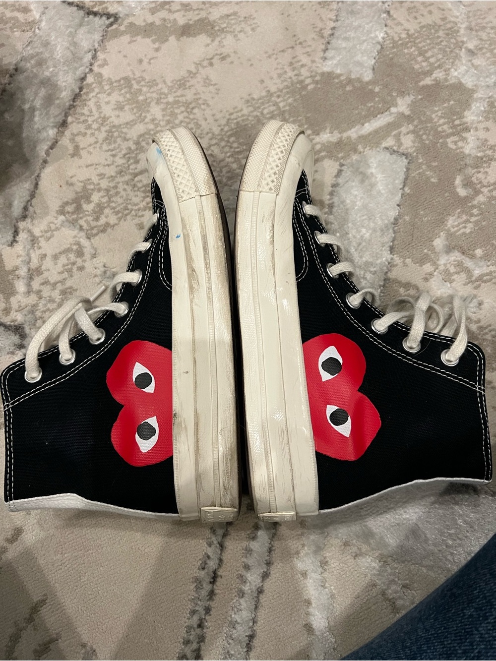 CDG PLAY X CONVERSE CHUCK TAYLOR HI - BLACK women’s size 7